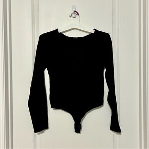 4/$25 Express Black V-Neck Longsleeve Bodysuit Womens Large